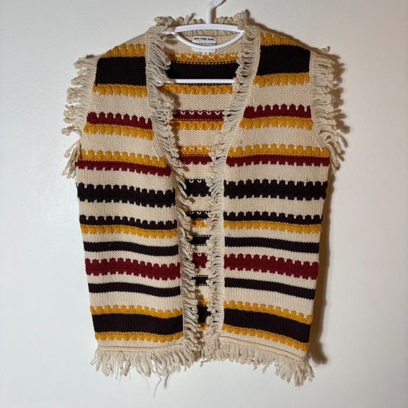 Vintage Jackets & Blazers - Vintage‎ 100% Pure Wool Striped Fringe Vest British Hong Kong Size Small